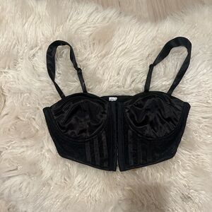 Forever 21 Black Satin Lace Crop Top